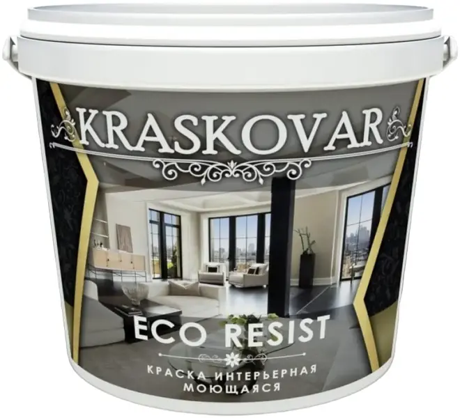 Красковар Eco Resist краска интерьерная моющаяся (900 мл) белая