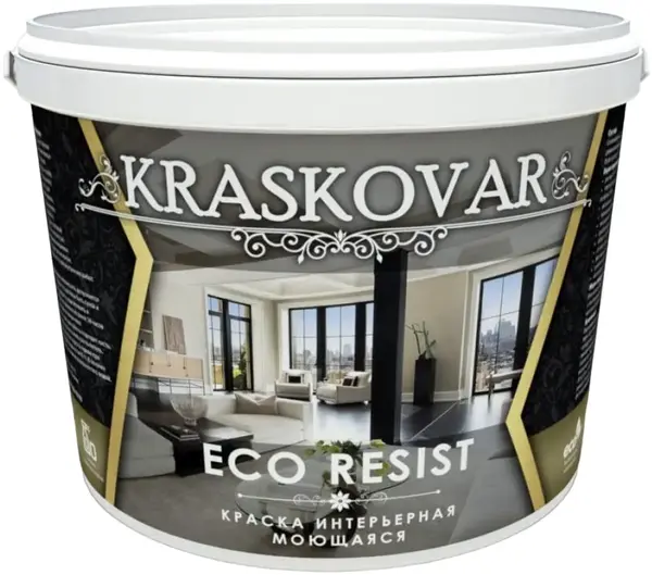 Красковар Eco Resist краска интерьерная моющаяся (9 л) белая