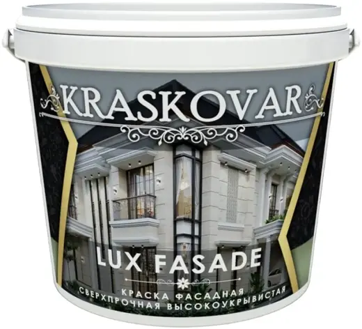 Красковар Lux Fasade краска фасадная сверхпрочная высокоукрывистая (900 мл) белая