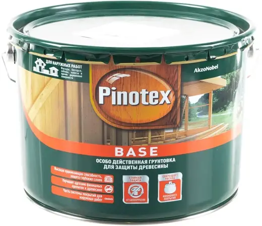 Пинотекс Base особо действенная грунтовка для защиты древесины (9 л) Россия