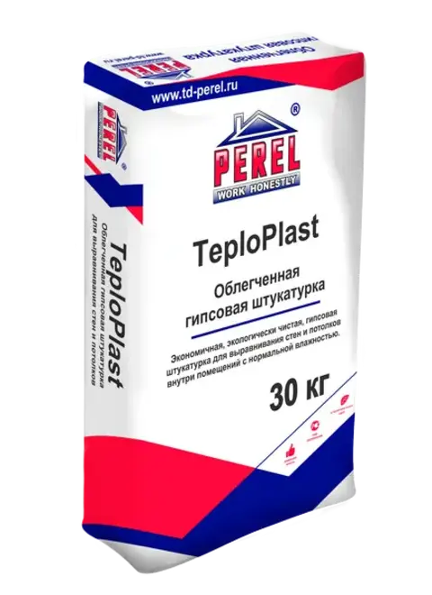 Perel Teplo Plast штукатурка гипсовая (30 кг) белая