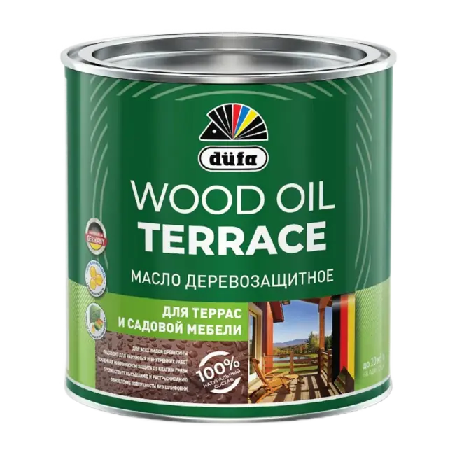 Dufa Wood Oil Terrace масло деревозащитное для террас и садовой мебели (800 мл) бесцветное