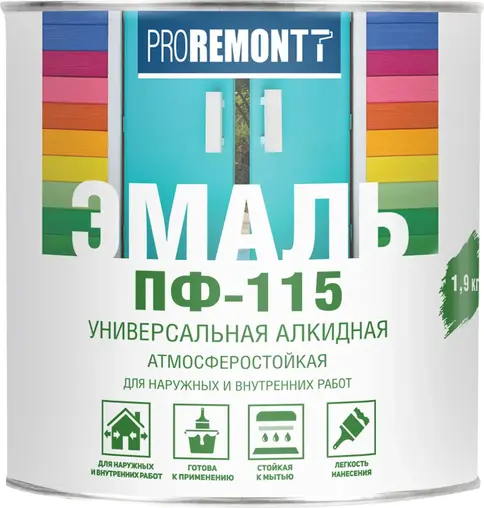 Proremontt ПФ-115 эмаль универсальная алкидная атмосферостойкая (1.9 кг) графит RAL 7024 глянцевая