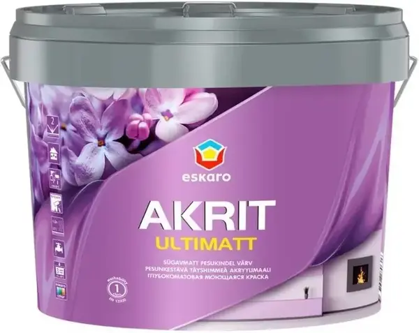 Eskaro Akrit Ultimatt глубокоматовая моющаяся краска (9 л) бесцветная