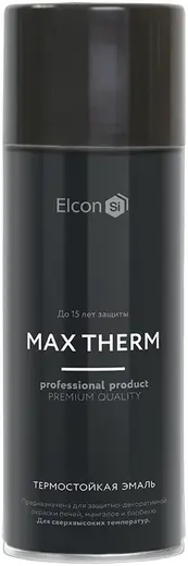 Elcon Max Therm термостойкая эмаль (520 мл) черная (термостойкость 1200 °C)