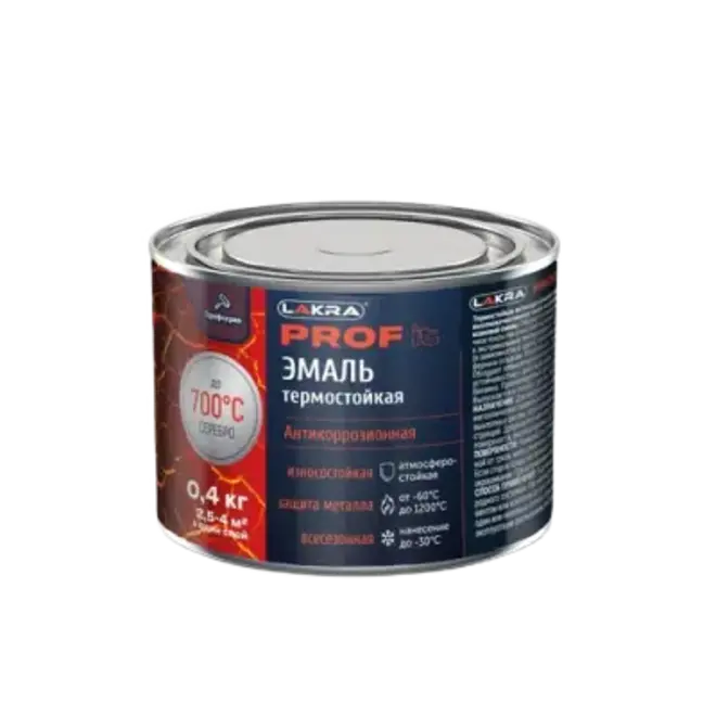Лакра Prof It эмаль термостойкая антикорозионная (400 г) серебристая (термостойкость 700 °C)