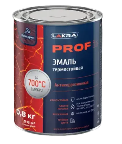 Лакра Prof It эмаль термостойкая антикорозионная (800 г) серебристая (термостойкость 700 °C)