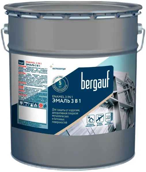 Bergauf Enamel 3 in 1 алкидно-уретановая грунт-эмаль (5 кг) бежевая