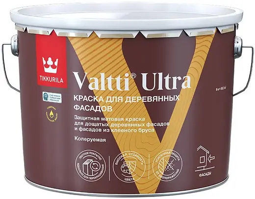 Тиккурила Valtti Ultra краска для деревянных фасадов (9 л) бесцветная
