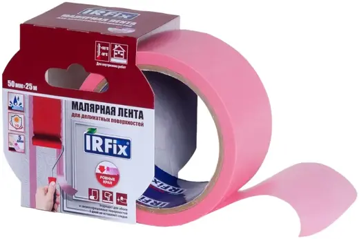 Irfix Extra лента малярная для деликатных поверхностей (50*25 м) розовая