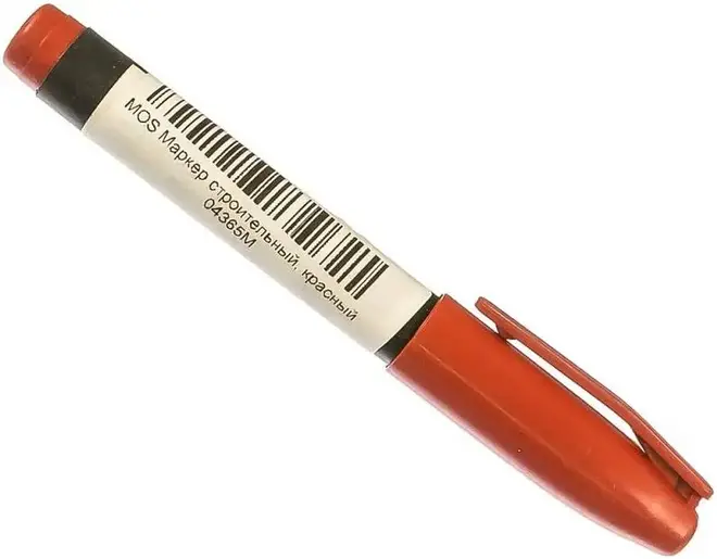 Mos маркер строительный перманентный (1 маркер 2 мм красный) №04365М