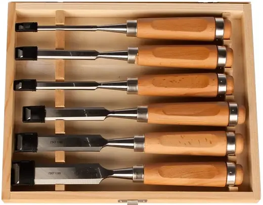 Зубр Эксперт Классик набор стамесок-долото с деревянной рукояткой (6,10, 12, 16, 20, 25 мм)