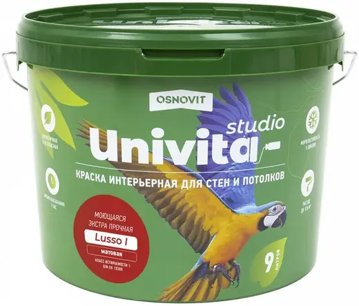 Основит Univita Studio Lusso I краска интерьерная для стен и потолков (9 л) белая