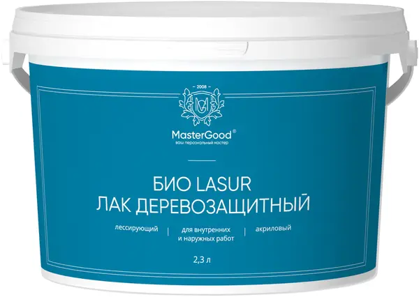 Master Good Био Lasur лак деревозащитный лессирующий акриловый (2.3 л) белый