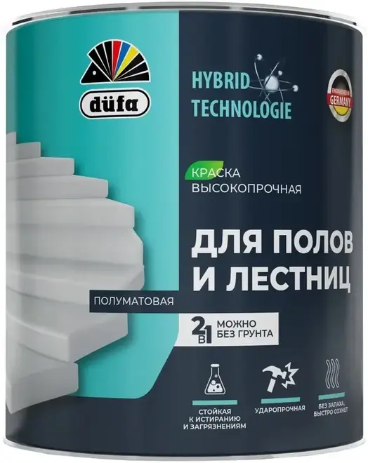 Dufa эмаль для полов и лестниц акриловая (9 л) белая