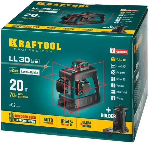 Kraftool Professional LL-3D-2 нивелир лазерный (635 нм)