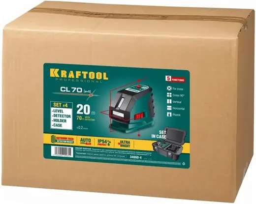 Kraftool Professional CL-70-4 нивелир лазерный линейный (635 нм)