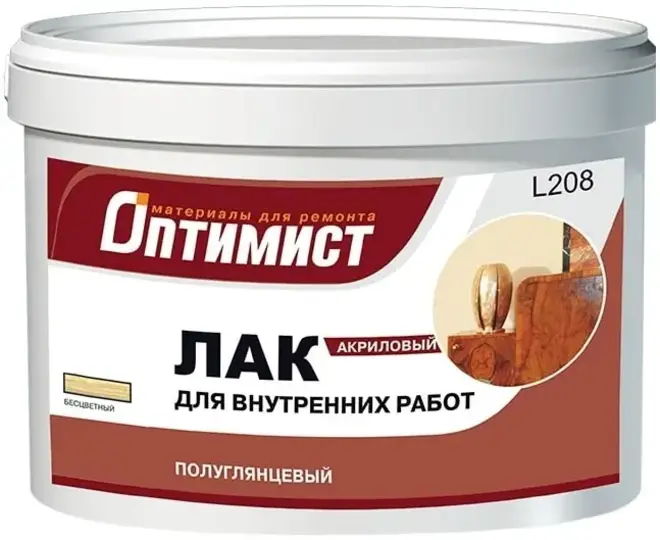 Оптимист L 208 лак акриловый полуглянцевый бесцветный (1 кг)