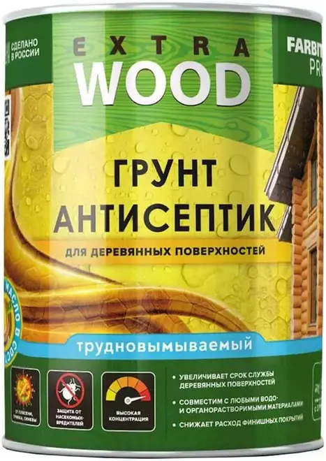 Farbitex Profi Extra Wood грунт-антисептик трудновымываемый (800 мл) бесцветный