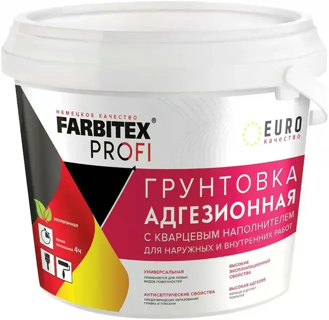 Farbitex Profi грунтовка адгезионная с кварцевым наполнителем (5 кг) белая