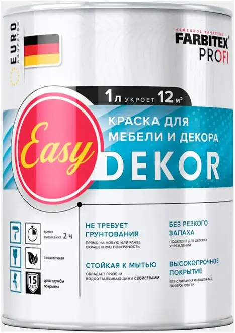 Farbitex Profi Easy Dekor краска для мебели и декора (1 л) белая