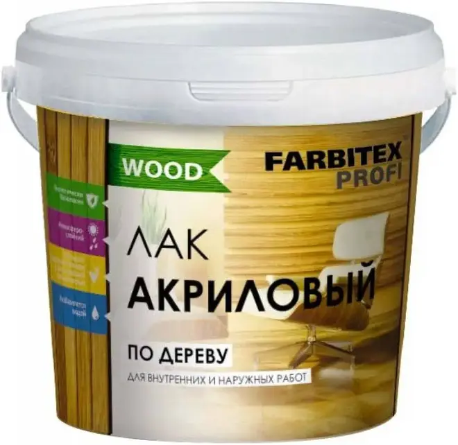 Farbitex Profi Wood лак акриловый по дереву (900 мл) глянцевый