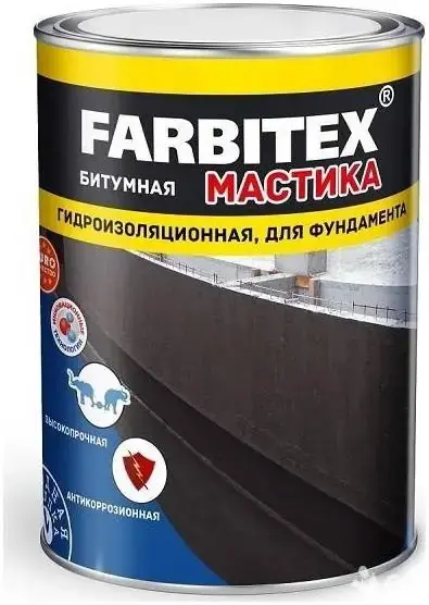 Farbitex мастика битумная гидроизоляционная для фундамента (2 кг)