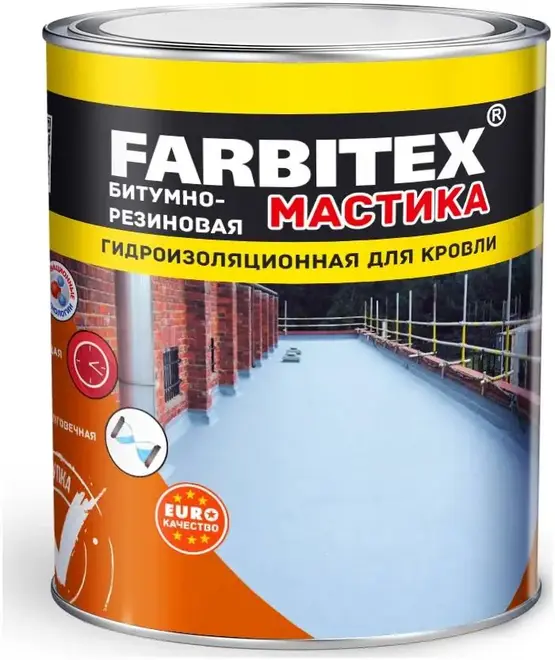 Farbitex мастика битумно-резиновая гидроизоляционная для кровли (2 кг)
