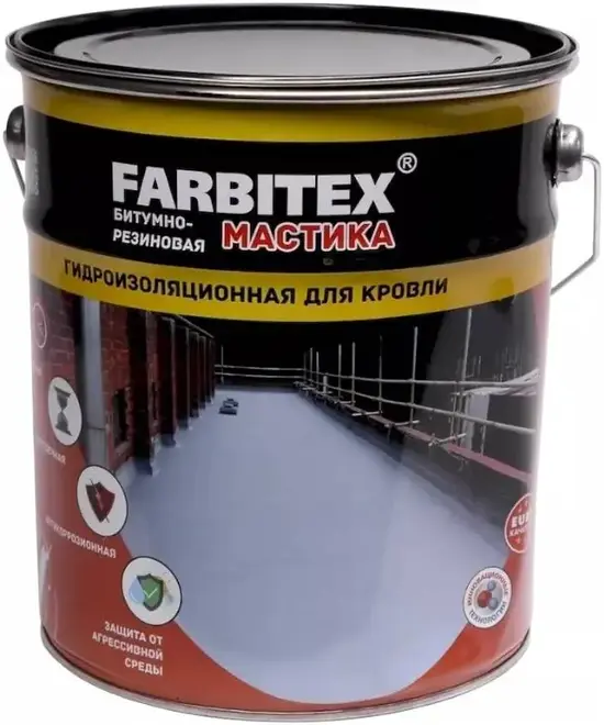 Farbitex мастика битумно-резиновая гидроизоляционная для кровли (4 кг)