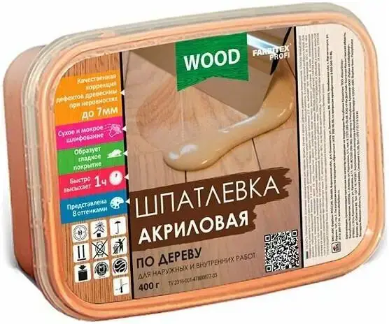 Farbitex Profi Wood шпатлевка акриловая по дереву (250 мл) белая