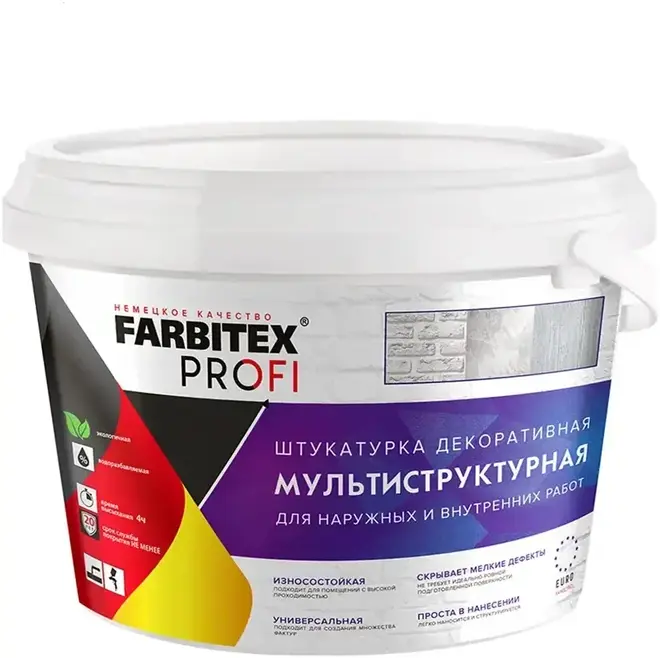 Farbitex Profi Мультиструктурная штукатурка декоративная для наружных и внутренних работ (2.5 л)