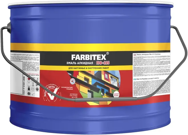 Farbitex эмаль алкидная для наружных и внутренних работ (10 кг) зеленая глянцевая