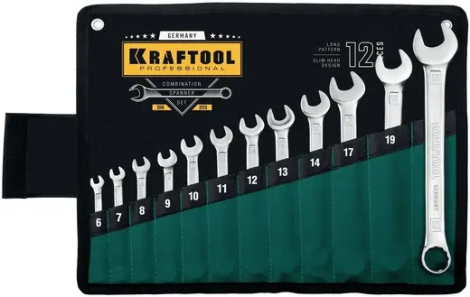 Kraftool набор комбинированных гаечных ключей (6-24 мм 12 ключей)