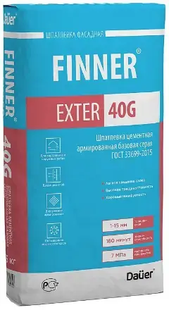 Dauer Finner Exter 40G шпатлевка цементная армированная базовая (25 кг)