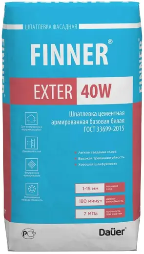 Dauer Finner Exter 40W шпатлевка цементная армированная базовая (25 кг)
