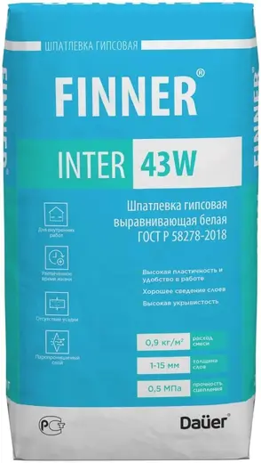 Dauer Finner Inter 43W шпатлевка гипсовая выравнивающая (20 кг)