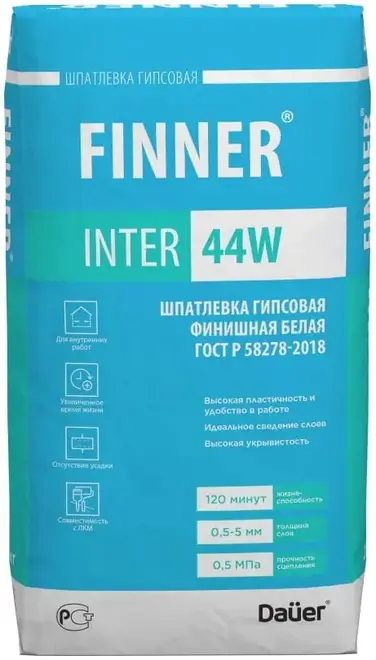 Dauer Finner Inter 44W шпатлевка гипсовая финишная (20 кг)