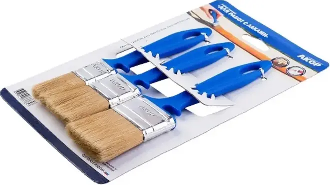 Акор набор кистей для работ с лаками (3 кисти)