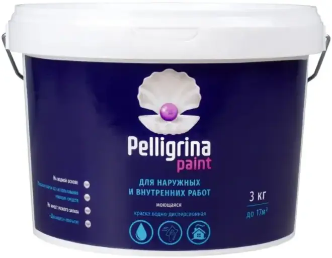 Pelligrina Paint краска водно-дисперсионная моющаяся (3 кг) белая