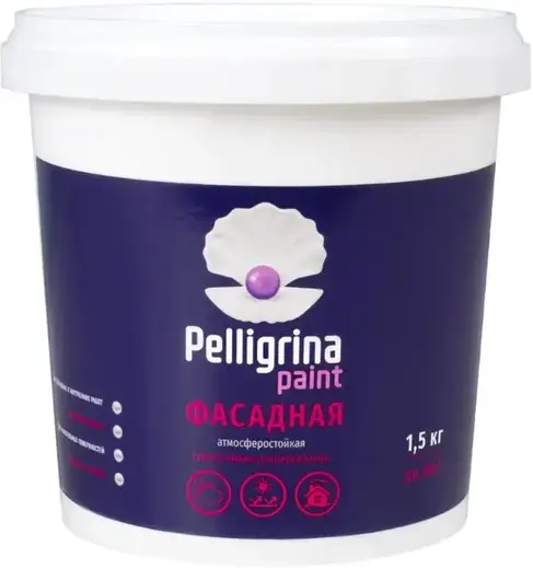 Pelligrina Paint Фасадная краска водно-дисперсионная атмосферостойкая (1.5 кг) белая