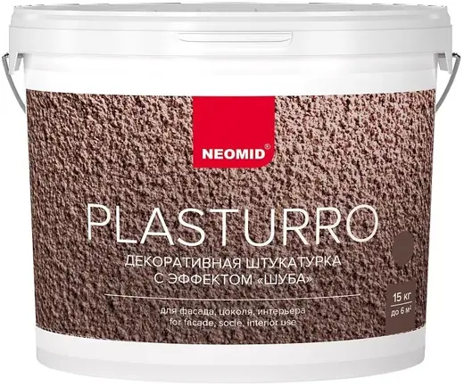 Неомид Plasturro штукатурка декоративная для фасада цоколя интерьера (15 кг) белая шуба