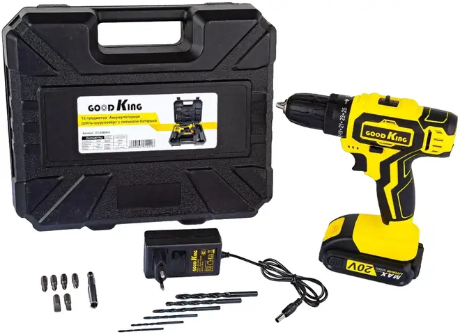 Goodking EC-2001013 набор инструментов с аккумуляторной дрелью-шуруповертом EC-2001013 (20 В)