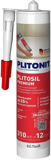 Плитонит Plitosil Premium герметик сверхэластичный санитарный для влажных помещений (310 мл) белый