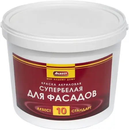 Аквест Стандарт 10 краска акриловая для фасадов (7 кг) супербелая