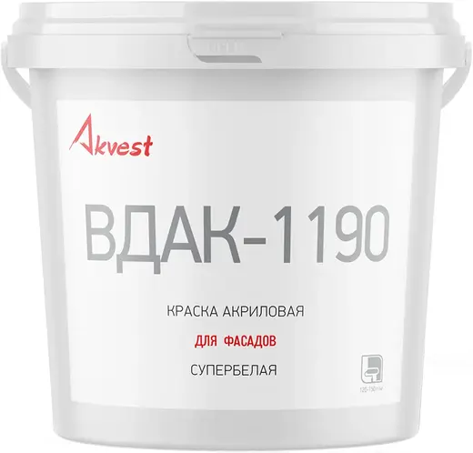 Аквест ВДАК-1190 краска акриловая для фасадов супербелая (13 кг) бесцветная