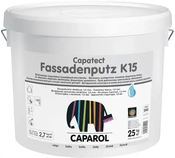 Caparol Linnimax Capatect Fassadenputz K15 дисперсионная структурная штукатурка (25 кг) белая камешковая (база 1)