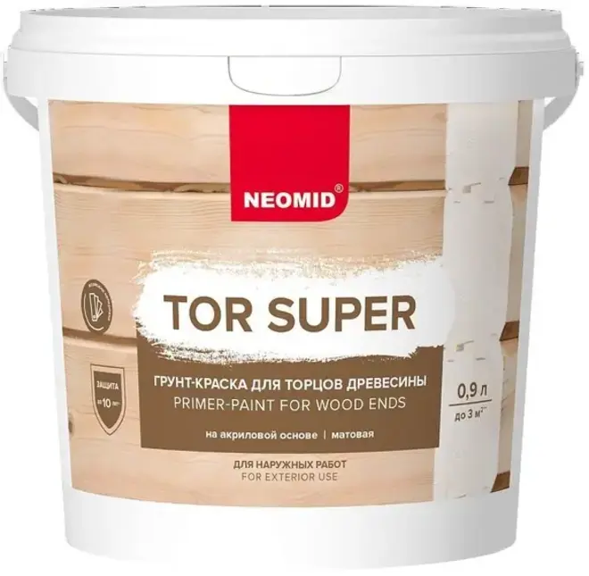 Неомид Tor Super грунт-краска для торцов древесины (900 мл) белая
