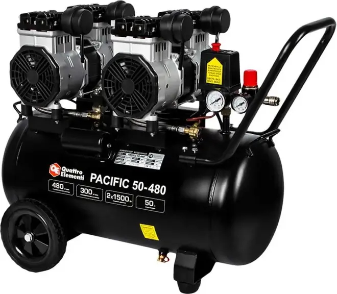 Quattro Elementi Pacific 50-480 компрессор поршневой безмасляный (3000 Вт бар8 бар) №915-366