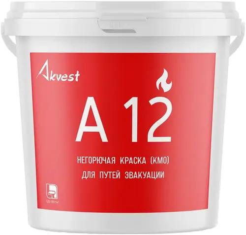Аквест А 12 краска негорючая (КМ0) для путей эвакуации (25 кг) белая