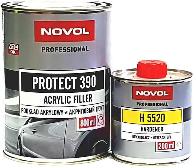 Novol Professional Protect 390 грунт акриловый 2-комп (1 л (800 мл + 200 мл) белый